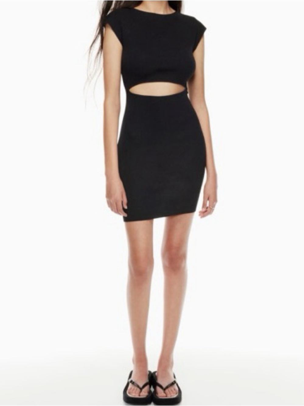 Wilfred Black Ribbed Knit Cutout Mini Dress Size XS